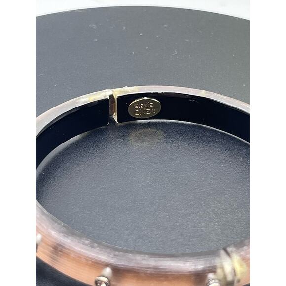 Alexis Bittar Neo Bohemian' Brown Gray Lucite‎ & Crystal Hinge Cuff Bracelet - Picture 6 of 16